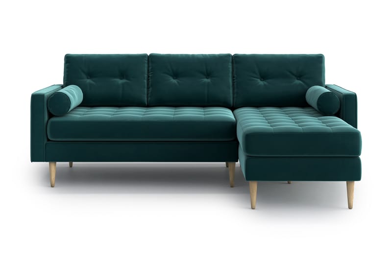 Esmeralde 4-seter Divansofa - Turkis - Sofa med sjeselong - 4 seters sofa med divan