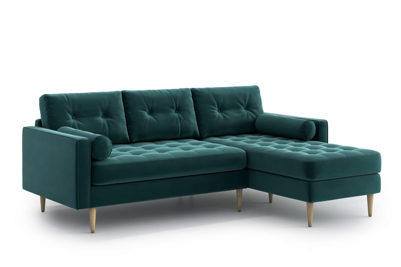 Esmeralde 4-seter Divansofa - Turkis - Sofa med sjeselong - 4 seters sofa med divan