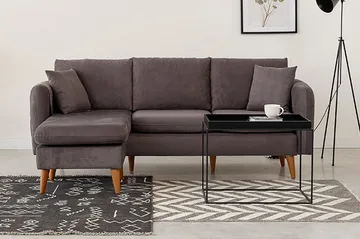 Espeut 2-seter Venstre L-formet Dyp Sofa med Sjeselong i Stoff - Grå - Møbler - Sofaer - Sofa med sjeselong