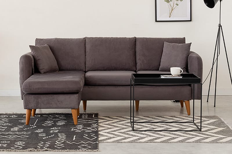 Espeut 2-seter Venstre L-formet Dyp Sofa med Sjeselong i Stoff - Grå - Møbler - Sofaer - Sofa med sjeselong