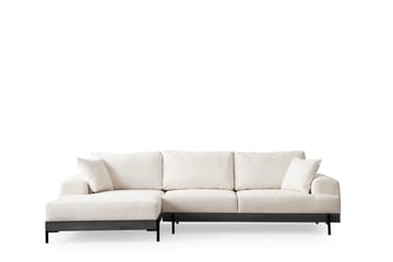 Eti 4-seter Venstrevendt L-formet Hjørnesofa med Divan 98 cm i Stoff - Hvit - Møbler - Sofaer - Sofa med sjeselong - 4 seters sofa med divan