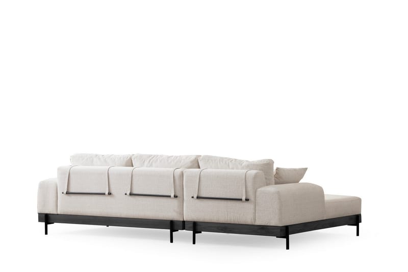 Eti 4-seter Venstrevendt L-formet Hjørnesofa med Divan 98 cm i Stoff - Hvit - Møbler - Sofaer - Sofa med sjeselong - 4 seters sofa med divan