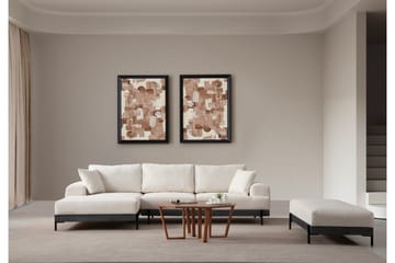Eti 4-seter Venstrevendt L-formet Hjørnesofa med Divan 98 cm i Stoff - Hvit - Møbler - Sofaer - Sofa med sjeselong - 4 seters sofa med divan