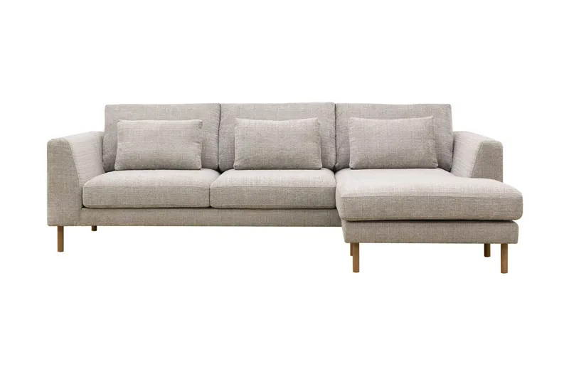 Florenz 3-seters Høyrevendt L-formet Sjeselongsofa i Chenille, Grå / Beige