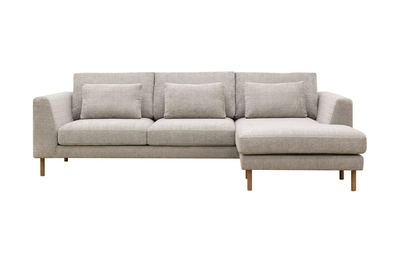 Florenz 3-seters Høyrevendt L-formet Sjeselongsofa i Chenille, Grå / Beige
