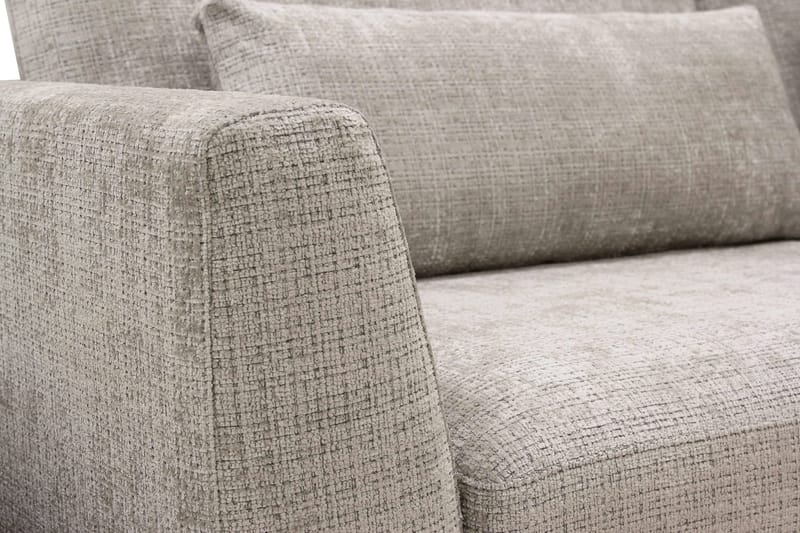Florenz 3-seters Høyrevendt L-formet Sjeselongsofa i Chenille - Grå / Beige - Møbler - Sofaer - Sofa med sjeselong - 3 seters sofa med divan