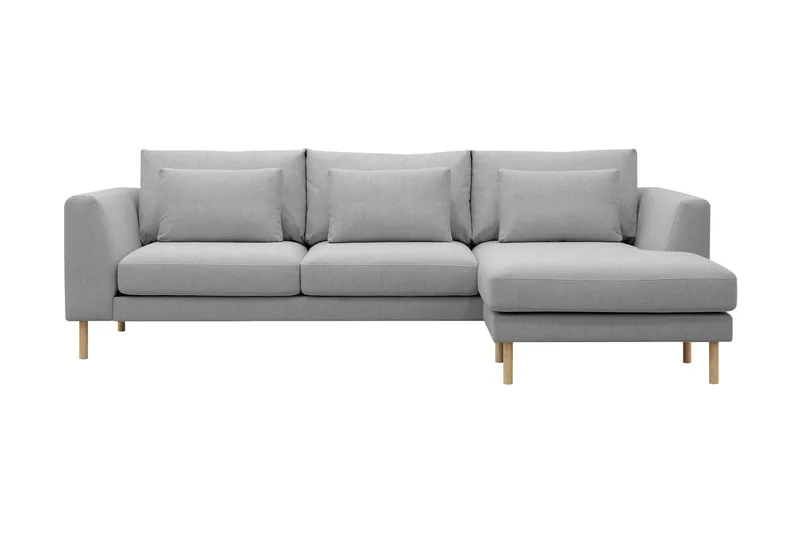 Florenz 3-seters Høyrevendt L-formet Sjeselongsofa i Stoff - Lys grå - Møbler - Sofaer - Sofa med sjeselong - 3 seters sofa med divan