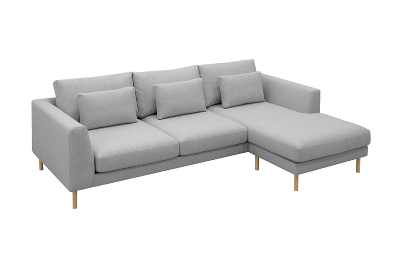 Florenz 3-seters Høyrevendt L-formet Sjeselongsofa i Stoff - Lys grå - Møbler - Sofaer - Sofa med sjeselong - 3 seters sofa med divan