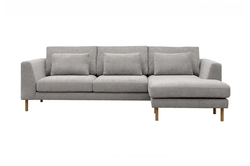 Florenz 3-seters Sofa med Divan Høyre - Lysegrå - Møbler - Sofaer - Sofa med sjeselong - 3 seters sofa med divan