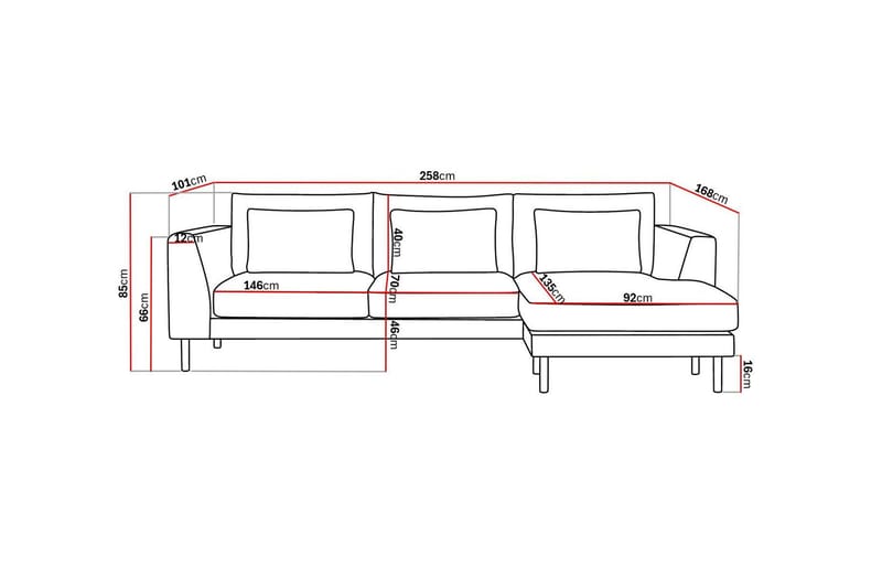 Florenz 3-seters Sofa med Divan Høyre - Lysegrå - Møbler - Sofaer - Sofa med sjeselong