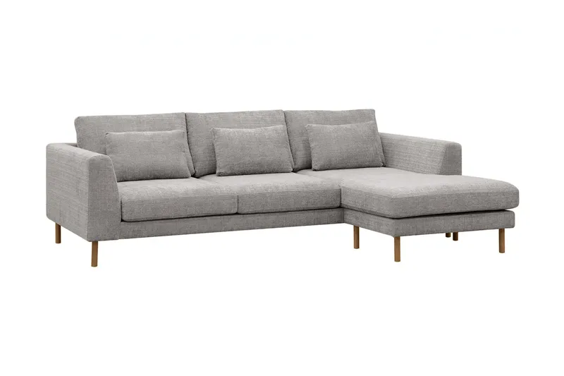 Florenz 3-seters Sofa med Divan Høyre - Lysegrå - Møbler - Sofaer - Sofa med sjeselong - 3 seters sofa med divan