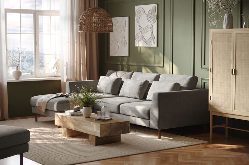 Florenz 3-seters Sofa med Divan Venstre - Lysegrå - Møbler - Sofaer - Sofa med sjeselong - 3 seters sofa med divan