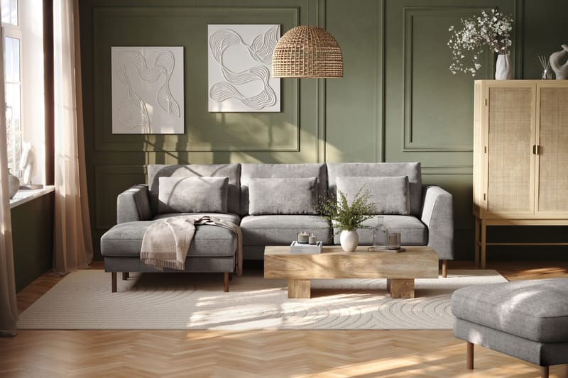 Florenz 3-seters Sofa med Divan Venstre - Lysegrå - Møbler - Sofaer - Sofa med sjeselong - 3 seters sofa med divan