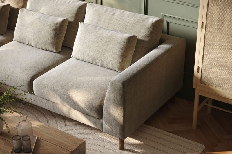 Florenz 3-seters Venstrevendt L-formet Sjeselongsofa i Chenille - Grå / Beige - Møbler - Sofaer - Sofa med sjeselong