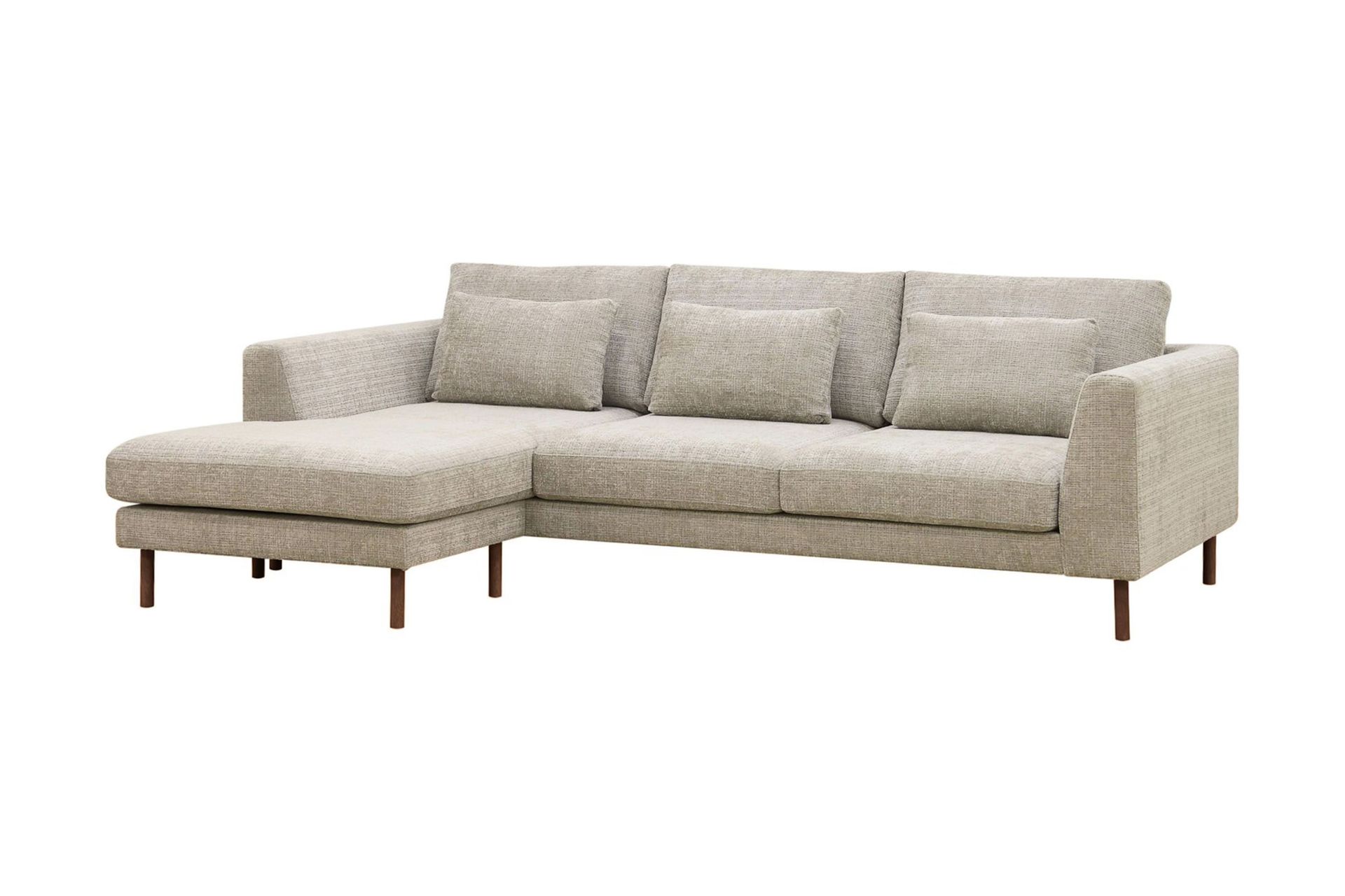 Florenz 3-seters Venstrevendt L-formet Sjeselongsofa i Chenille - Grå / Beige - Møbler - Sofaer - Sofa med sjeselong