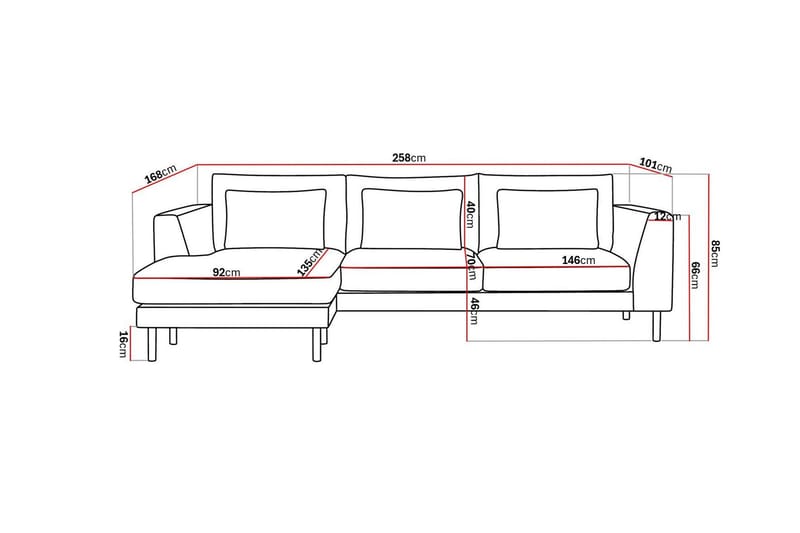 Florenz 3-seters Venstrevendt L-formet Sjeselongsofa i Chenille - Grå / Beige - Møbler - Sofaer - Sofa med sjeselong
