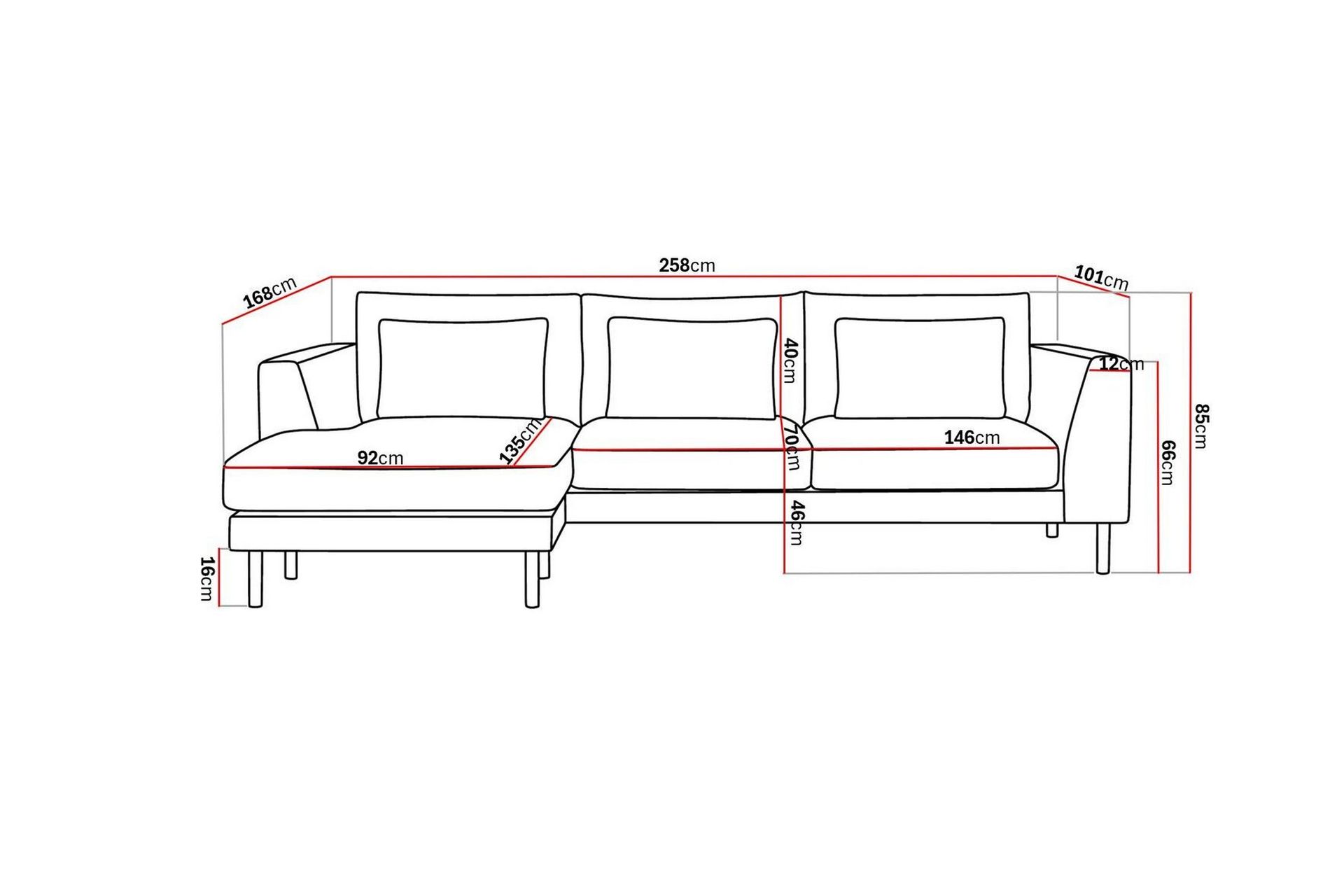 Florenz 3-seters Venstrevendt L-formet Sjeselongsofa i Stoff - Beige - Møbler - Sofaer - Sofa med sjeselong