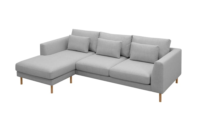 Florenz 3-seters Venstrevendt L-formet Sjeselongsofa i Stoff - Lys grå - Møbler - Sofaer - Sofa med sjeselong