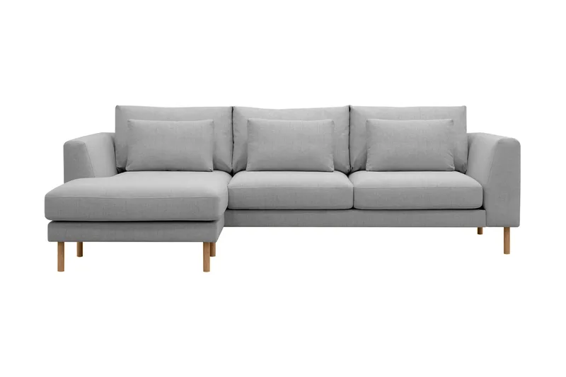 Florenz 3-seters Venstrevendt L-formet Sjeselongsofa i Stoff, Lys grå