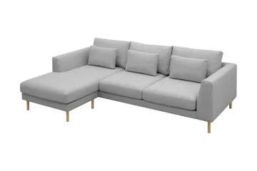 Florenz 3-seters Venstrevendt L-formet Sjeselongsofa i Stoff - Lysegrå - Møbler - Sofaer - Sofa med sjeselong