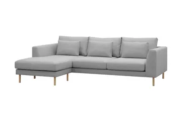 Florenz 3-seters Venstrevendt L-formet Sjeselongsofa i Stoff - Lysegrå - Møbler - Sofaer - Sofa med sjeselong