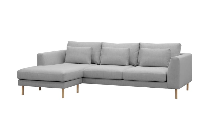 Florenz 3-seters Venstrevendt L-formet Sjeselongsofa i Stoff - Lysegrå - Møbler - Sofaer - Sofa med sjeselong