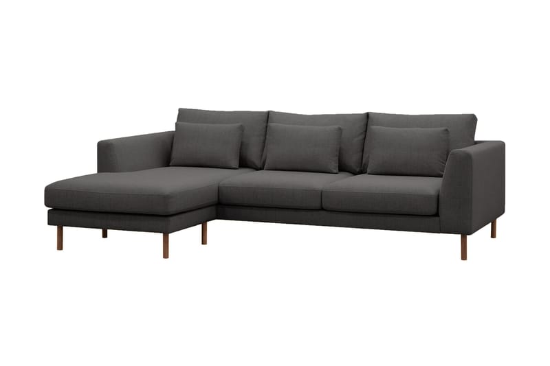 Florenz 3-seters Venstrevendt L-formet Sjeselongsofa i Stoff - Mørk grå - Møbler - Sofaer - Sofa med sjeselong - 3 seters sofa med divan