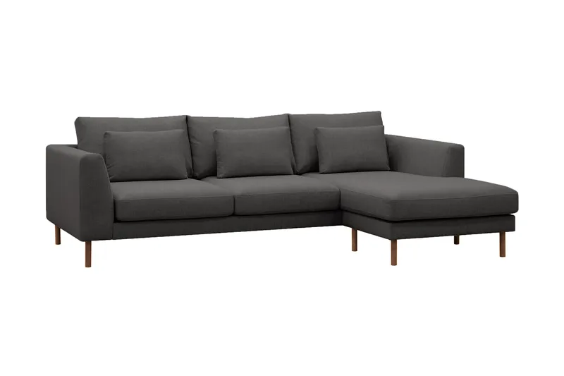Florenz 3-seters Venstrevendt L-formet Sjeselongsofa i Stoff - Mørk grå - Møbler - Sofaer - Sofa med sjeselong - 3 seters sofa med divan