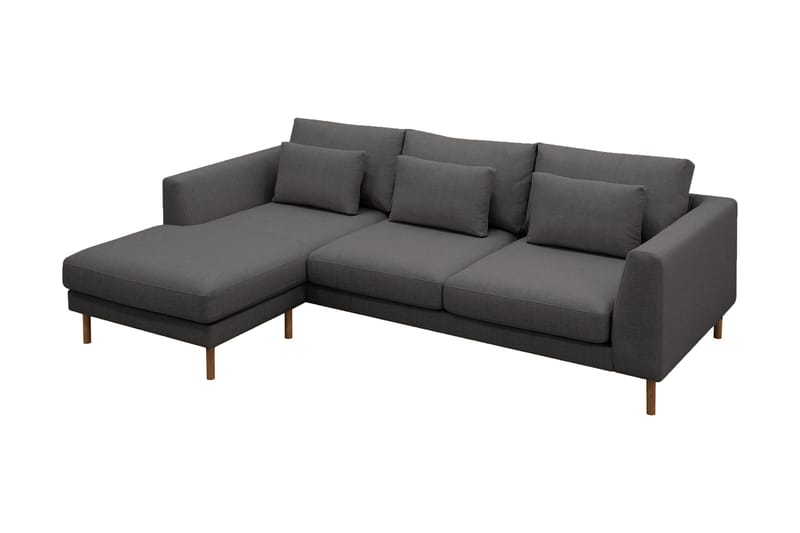 Florenz 3-seters Venstrevendt L-formet Sjeselongsofa i Stoff - Mørk grå - Møbler - Sofaer - Sofa med sjeselong - 3 seters sofa med divan