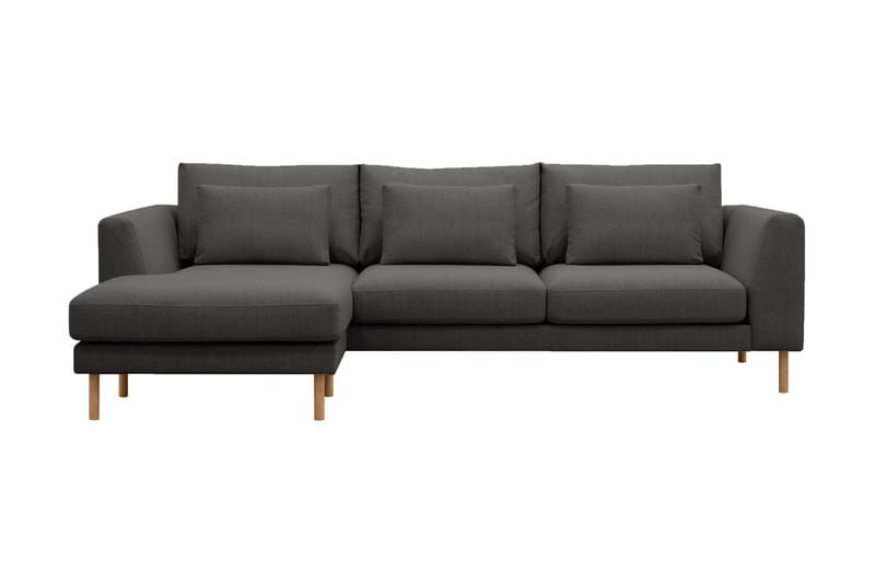 Florenz 3-seters Venstrevendt L-formet Sjeselongsofa i Stoff - Mørk grå - Møbler - Sofaer - Sofa med sjeselong