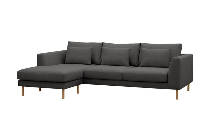Florenz 3-seters Venstrevendt L-formet Sjeselongsofa i Stoff - Mørk grå - Møbler - Sofaer - Sofa med sjeselong