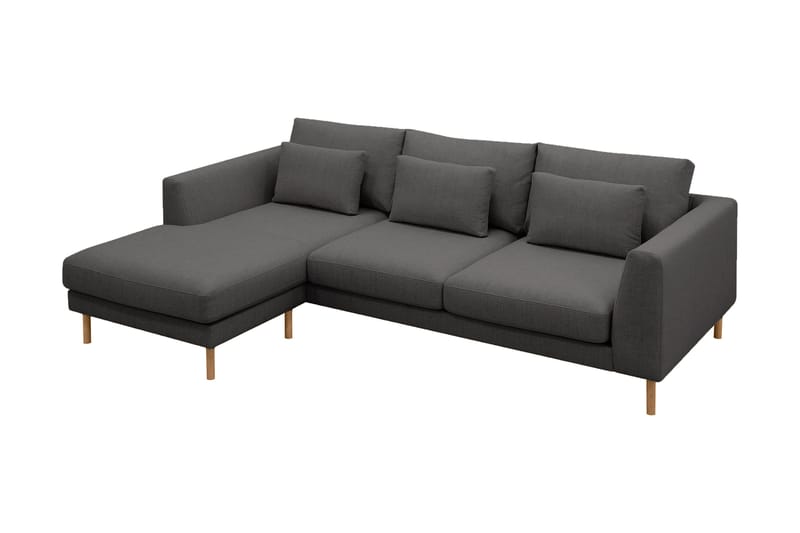 Florenz 3-seters Venstrevendt L-formet Sjeselongsofa i Stoff - Mørk grå - Møbler - Sofaer - Sofa med sjeselong