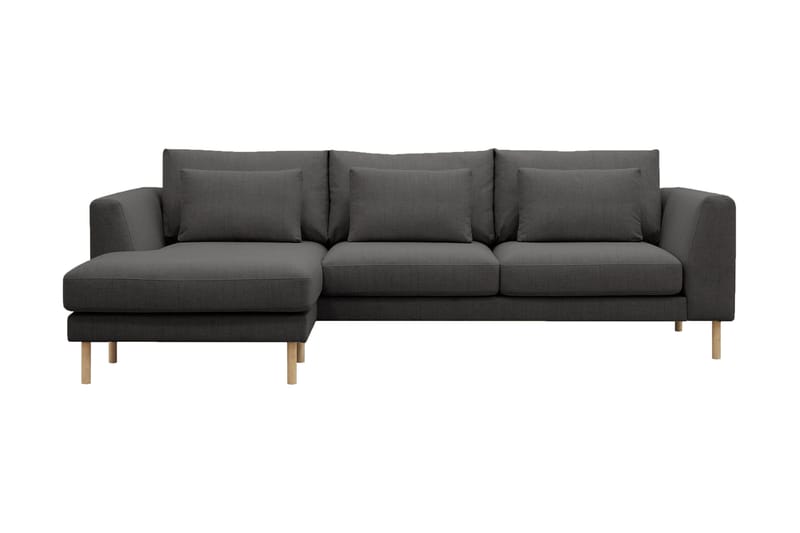 Florenz 3-seters Venstrevendt L-formet Sjeselongsofa i Stoff - Mørk grå - Møbler - Sofaer - Sofa med sjeselong
