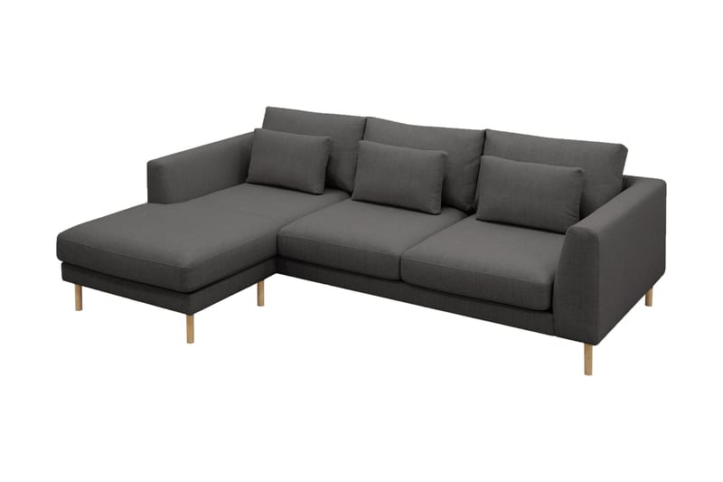 Florenz 3-seters Venstrevendt L-formet Sjeselongsofa i Stoff - Mørk grå - Møbler - Sofaer - Sofa med sjeselong
