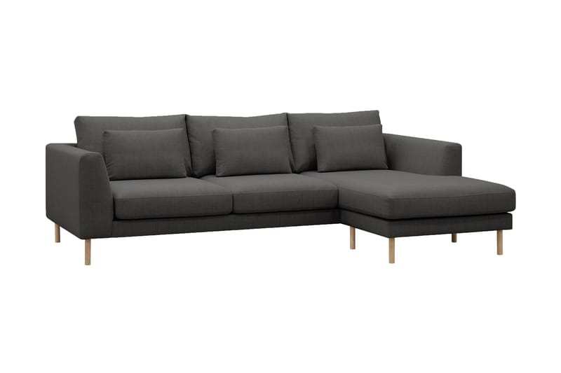 Florenz 3-seters Venstrevendt L-formet Sjeselongsofa i Stoff - Mørk grå - Møbler - Sofaer - Sofa med sjeselong - 3 seters sofa med divan