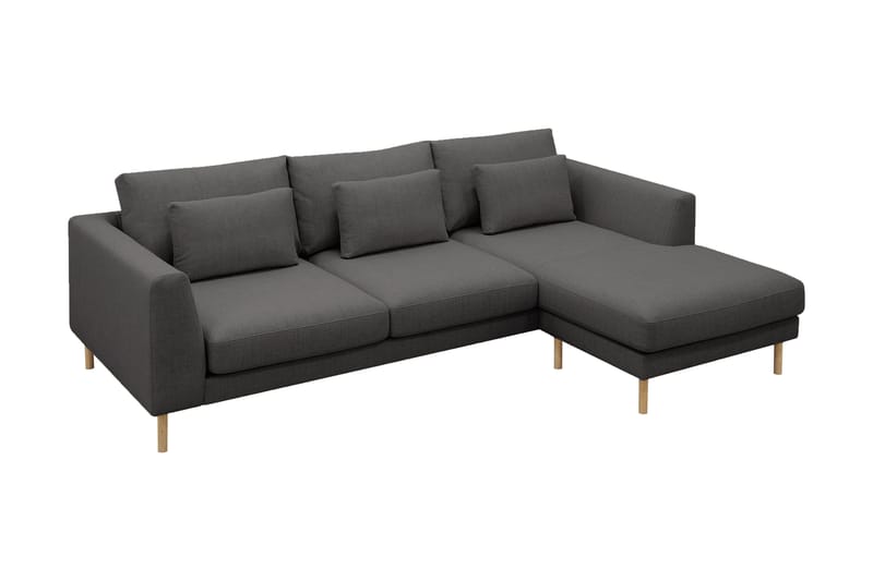 Florenz 3-seters Venstrevendt L-formet Sjeselongsofa i Stoff - Mørk grå - Møbler - Sofaer - Sofa med sjeselong - 3 seters sofa med divan