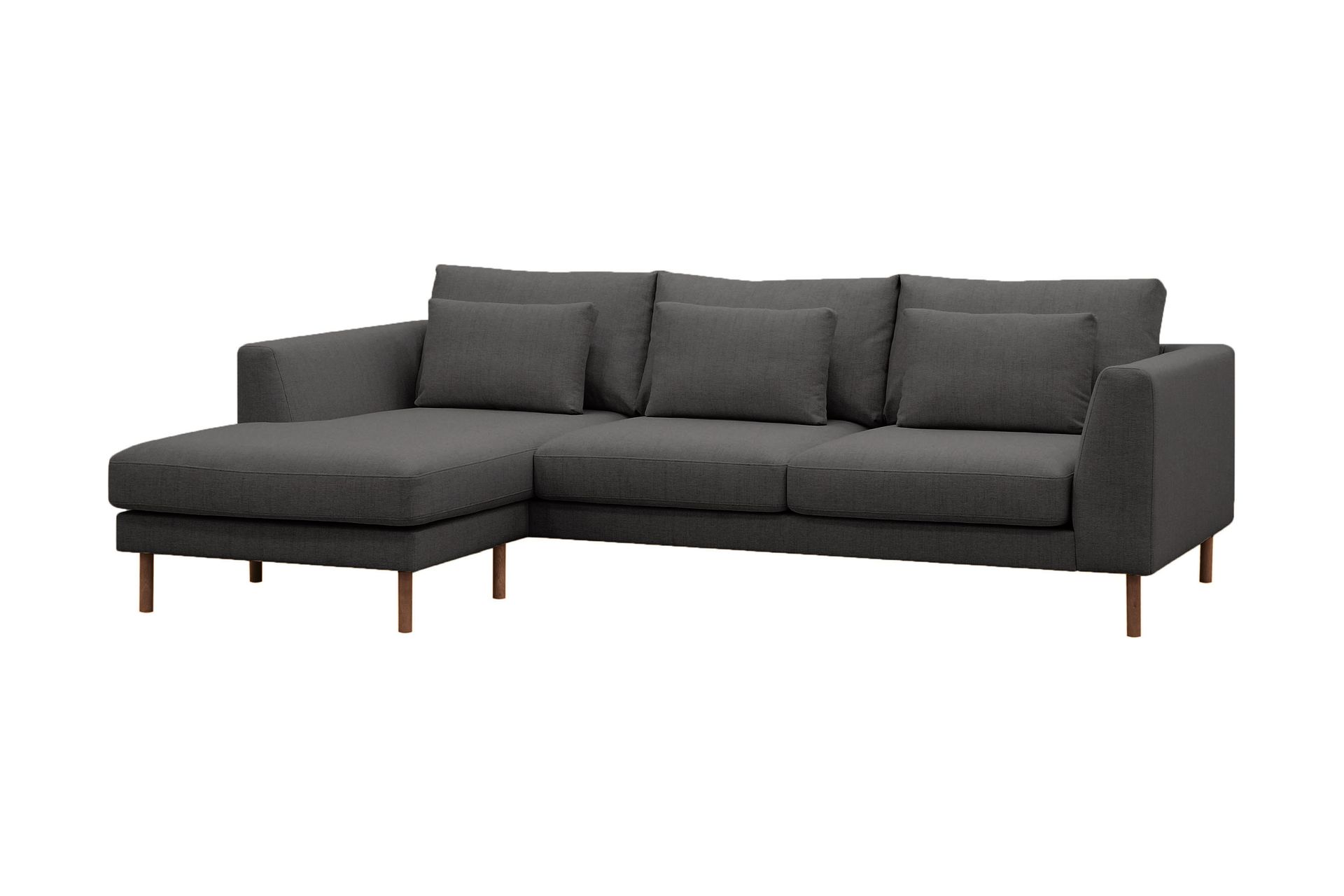 Florenz 3-seters Venstrevendt L-formet Sjeselongsofa i Stoff - Mørk grå - Møbler - Sofaer - Sofa med sjeselong