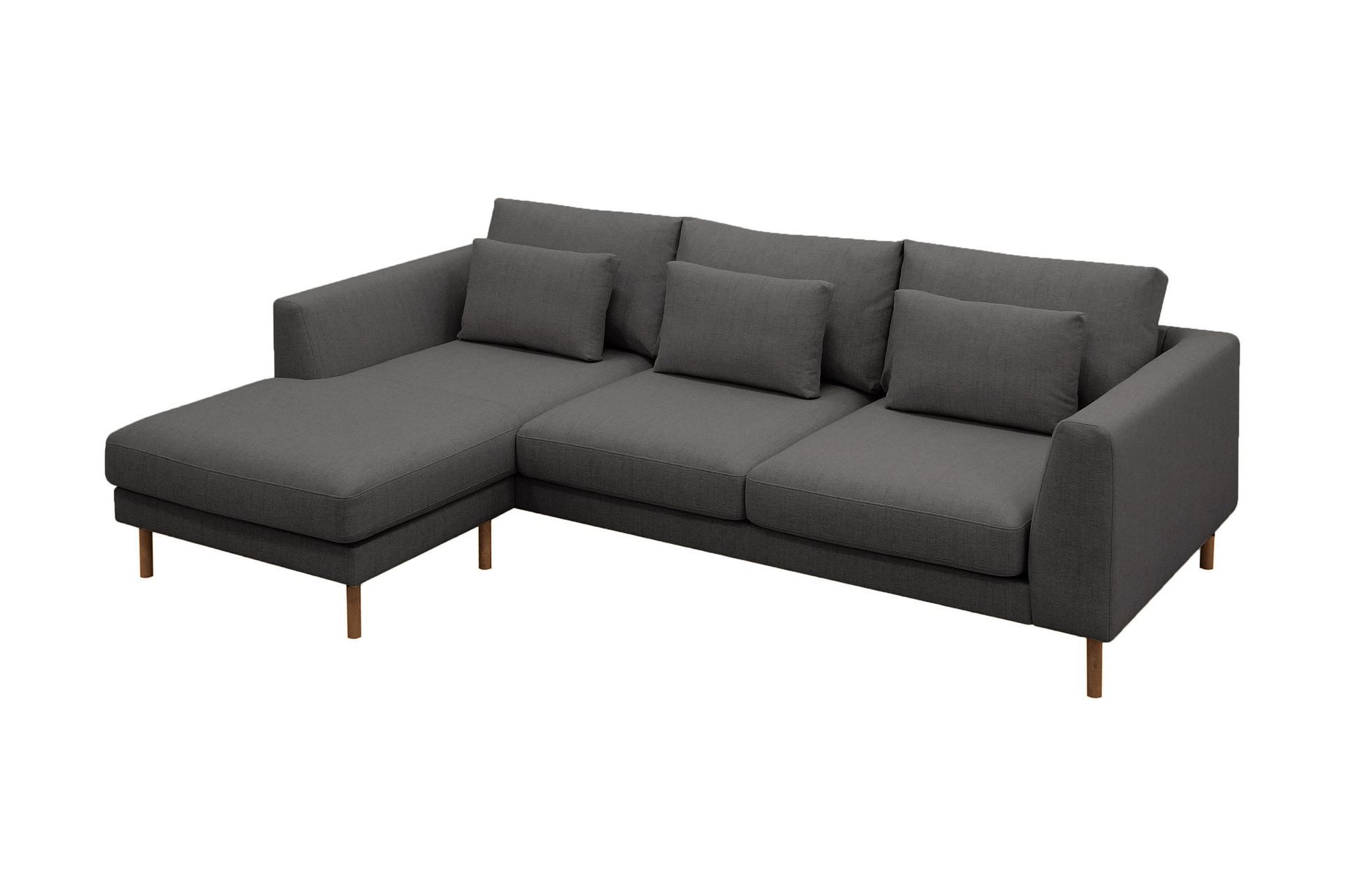 Florenz 3-seters Venstrevendt L-formet Sjeselongsofa i Stoff - Mørk grå - Møbler - Sofaer - Sofa med sjeselong