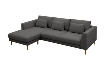 Florenz 3-seters Venstrevendt L-formet Sjeselongsofa i Stoff - Mørk grå - Møbler - Sofaer - Sofa med sjeselong
