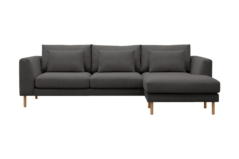 Florenz 3-seters Venstrevendt L-formet Sjeselongsofa i Stoff - Mørk grå - Møbler - Sofaer - Sofa med sjeselong - 3 seters sofa med divan