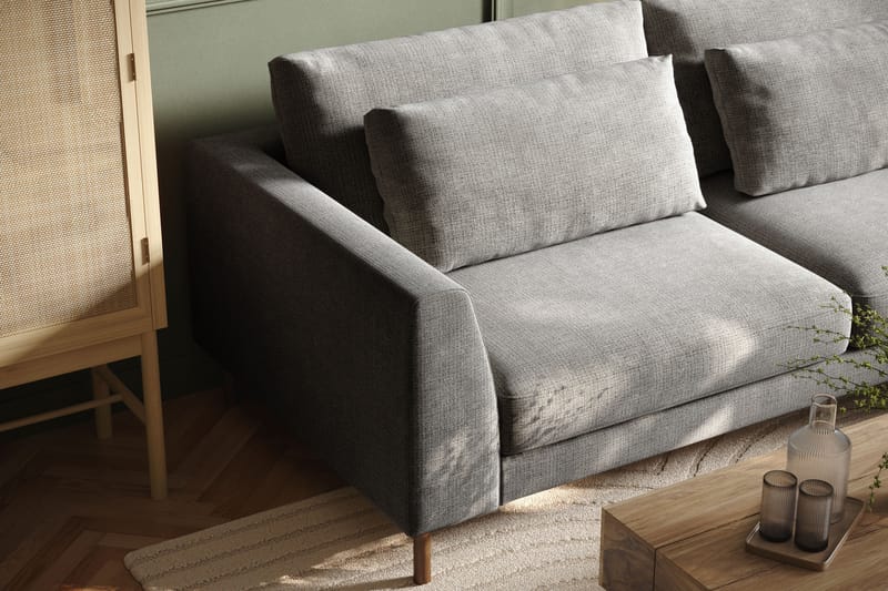 Florenz 4-seters Høyrevendt L-formet Sjeselongsofa i Chenille - Lys grå - Møbler - Sofaer - Sofa med sjeselong