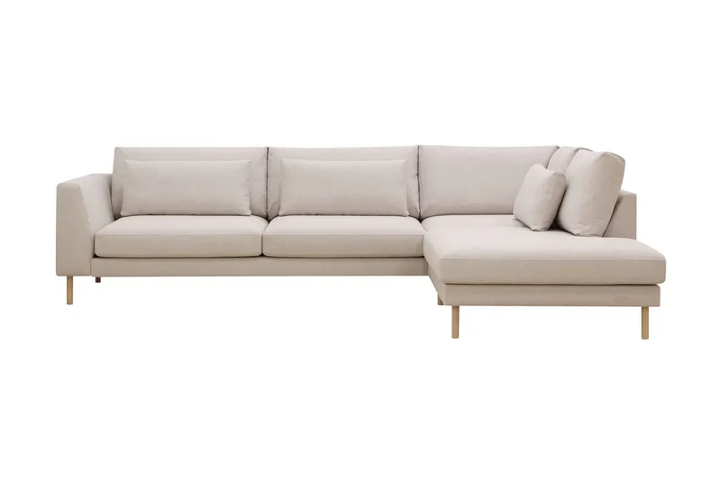 Florenz 4-seters Høyrevendt L-formet Sjeselongsofa i Stoff - Beige - Møbler - Sofaer - Sofa med sjeselong - 4 seters sofa med divan
