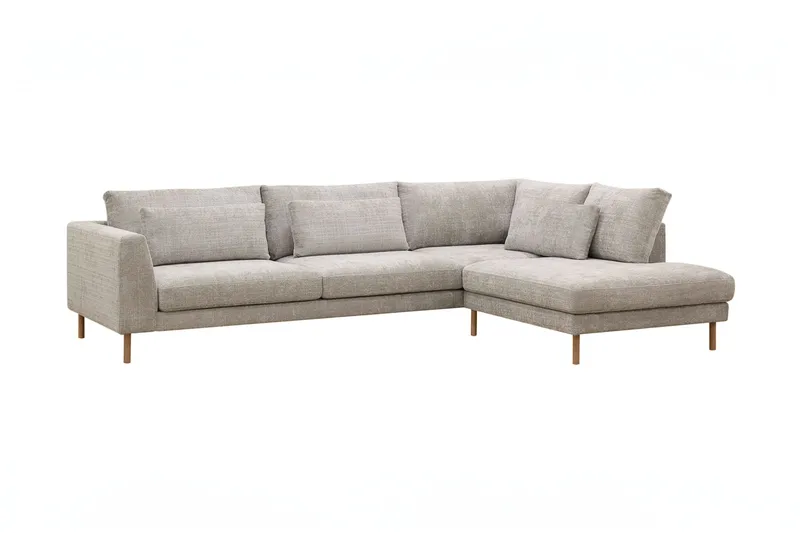 Florenz 4-seters Høyrevendt L-formet Sjeselongsofa i Stoff - Grå / Beige - Møbler - Sofaer - Sofa med sjeselong - 4 seters sofa med divan