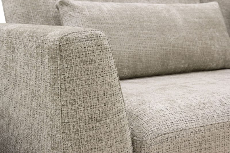 Florenz 4-seters Høyrevendt L-formet Sjeselongsofa i Stoff - Grå / Beige - Møbler - Sofaer - Sofa med sjeselong