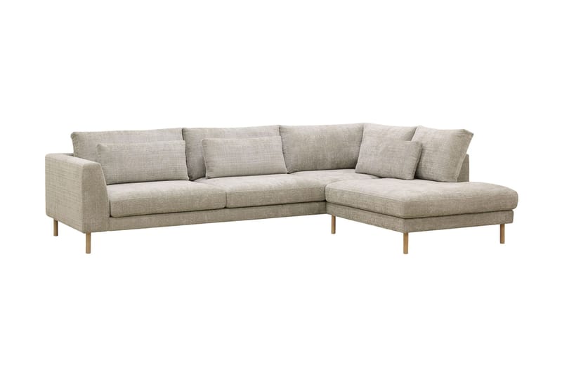 Florenz 4-seters Høyrevendt L-formet Sjeselongsofa i Stoff - Grå / Beige - Møbler - Sofaer - Sofa med sjeselong
