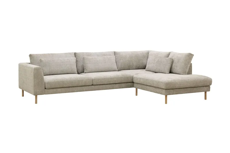 Florenz 4-seters Høyrevendt L-formet Sjeselongsofa i Stoff - Grå / Beige - Møbler - Sofaer - Sofa med sjeselong - 4 seters sofa med divan