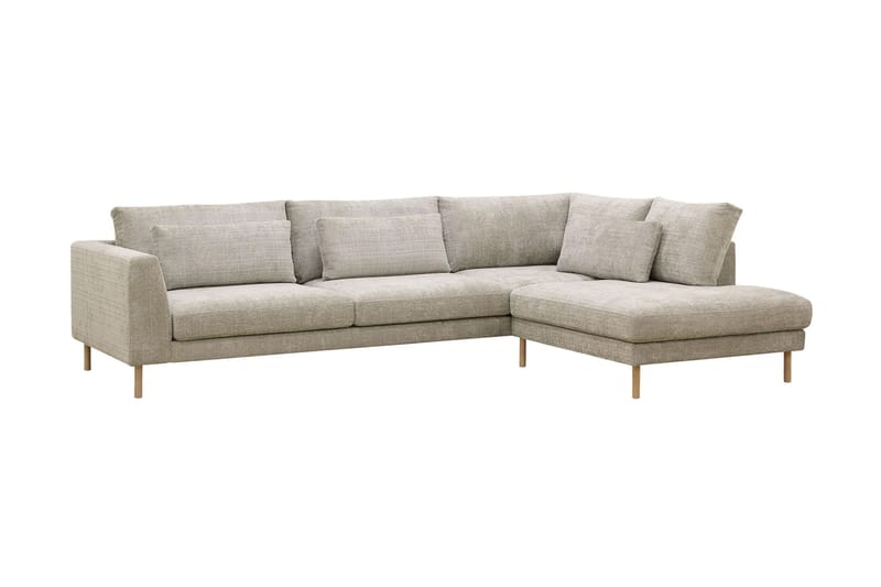 Florenz 4-seters Høyrevendt L-formet Sjeselongsofa i Stoff - Grå / Beige - Møbler - Sofaer - Sofa med sjeselong - 4 seters sofa med divan