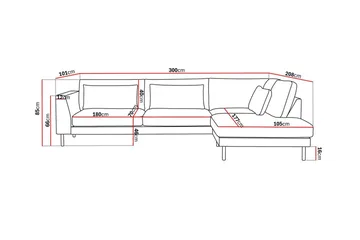 Florenz 4-seters Høyrevendt L-formet Sjeselongsofa i Stoff - Grå/Beige - Møbler - Sofaer - Sofa med sjeselong