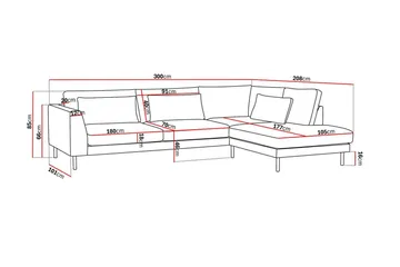 Florenz 4-seters Høyrevendt L-formet Sjeselongsofa i Stoff - Grå/Beige - Møbler - Sofaer - Sofa med sjeselong
