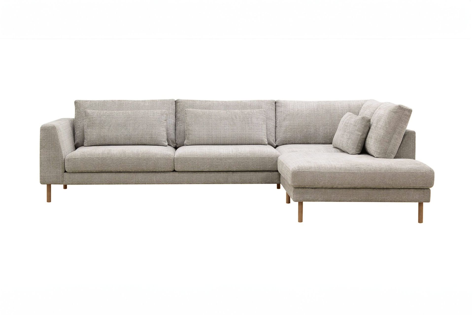 Florenz 4-seters Høyrevendt L-formet Sjeselongsofa i Stoff - Grå/Beige
